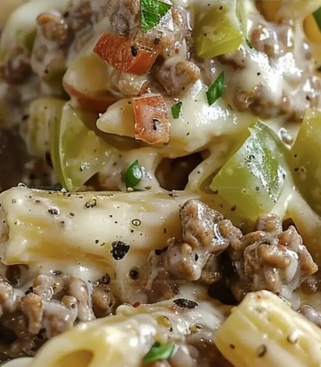 Steps to Make Cheesy Beef Pasta in One Pan