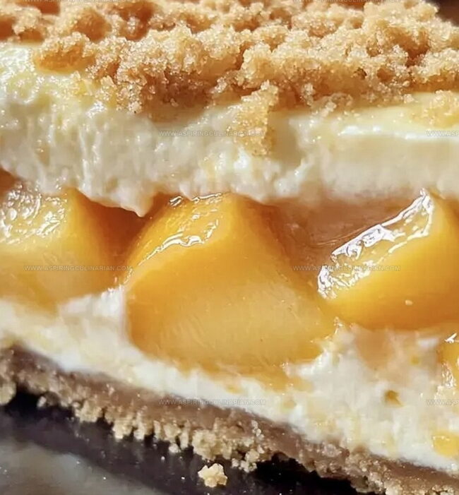 Layering and Baking Peach Cobbler Stuffed Cheesecake