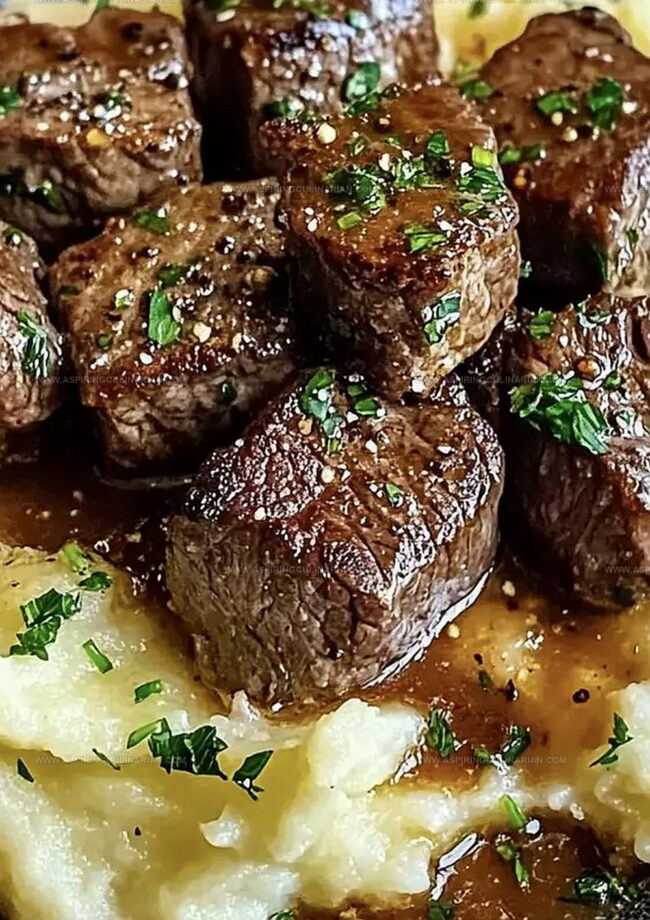 Garlic Butter Steak Bites and Creamy Mash for Dinner