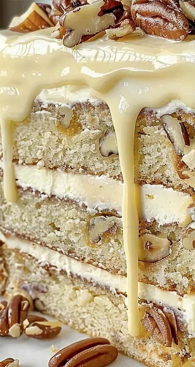 White Chocolate Pecan Cake Features