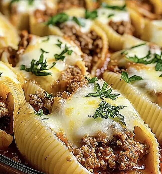 Steps for Assembling Stuffed Pasta Shells with Beef